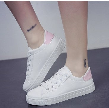 New spring tie sports casual shoes flat bottomed white shoes