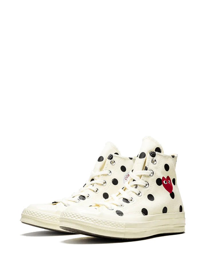 Comme Des Gar ns Play X Converse Chuck 70 Hi Polka Dot White Sneakers