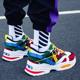 Spring New Men's Shoes Color Matching Old Shoes Thick-Soled Increased Shoes