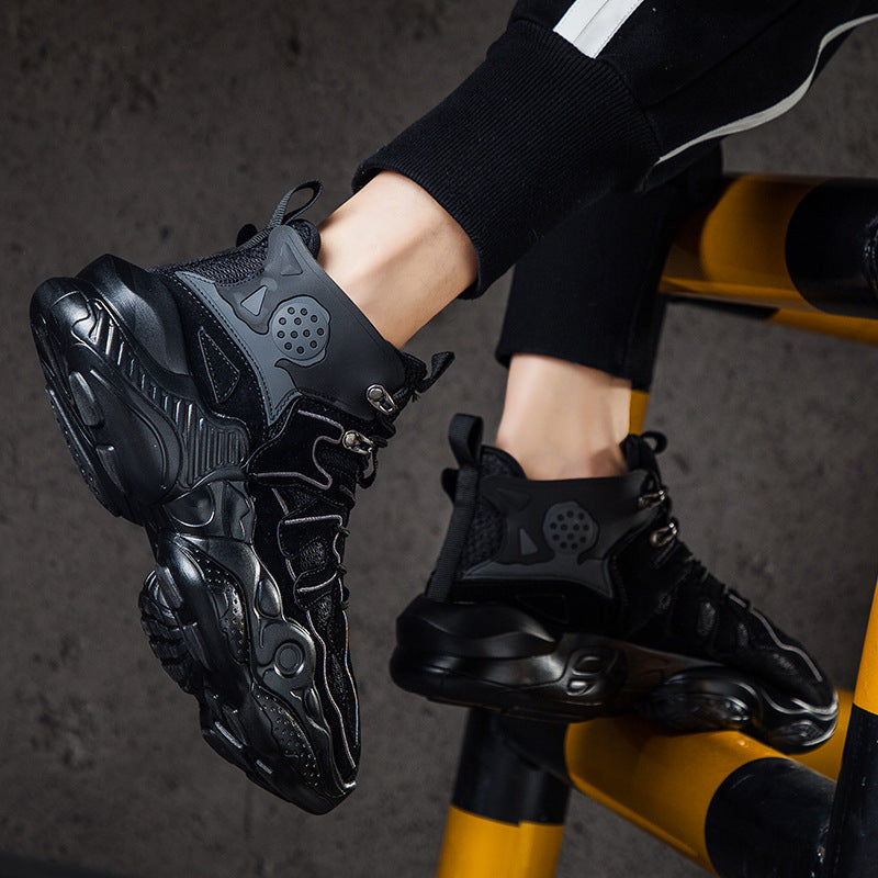 New Mid-top Men's Shoes Color Matching Sports Shoes Men's Height-increasing Casual Shoes