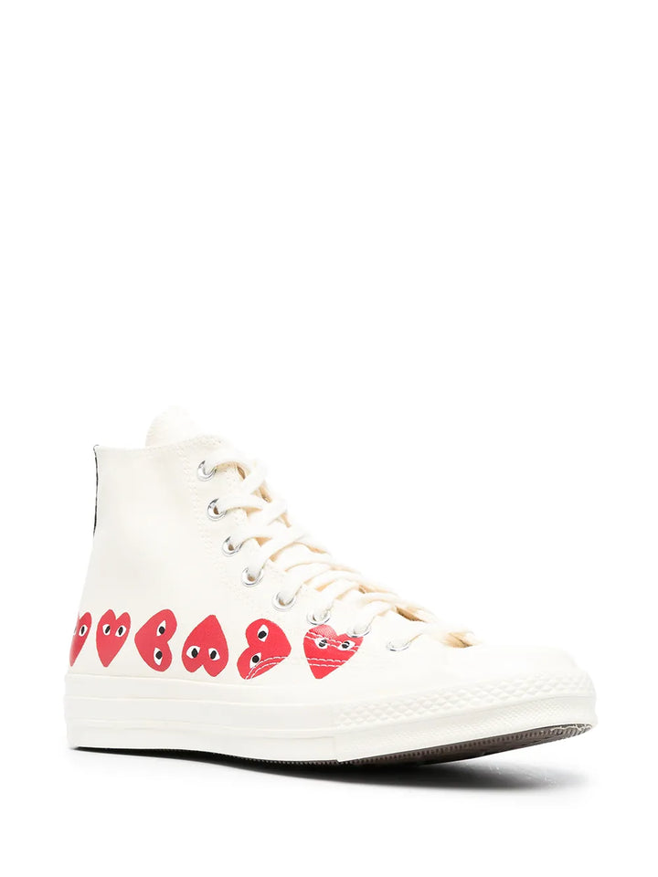Comme Des Gar ns Play X Converse Chuck 70 Hi Multi Hearts White Sneakers