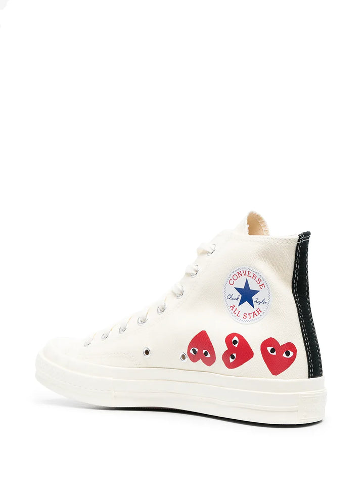 Comme Des Gar ns Play X Converse Chuck 70 Hi Multi Hearts White Sneakers