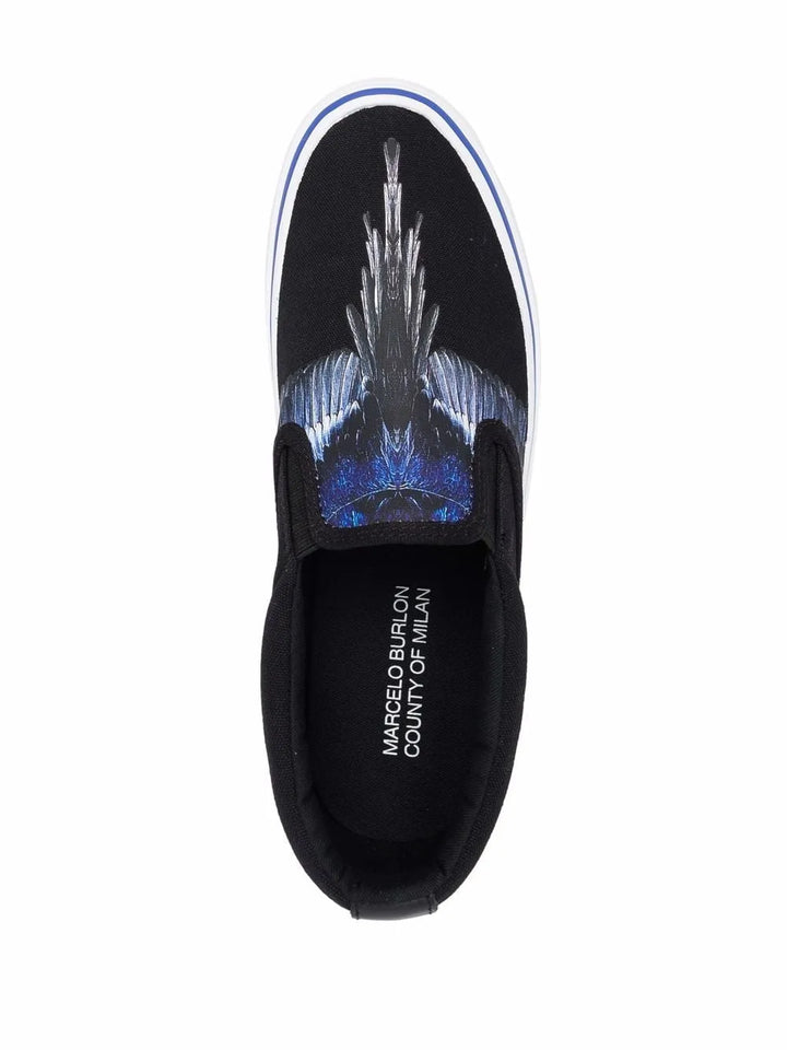 County Of Milan Wings-Print Slip-On Sneakers