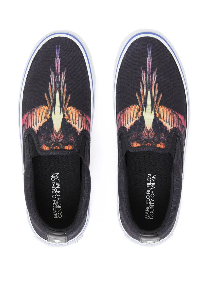 County Of Milan Wings-Motif Slip-On Sneakers