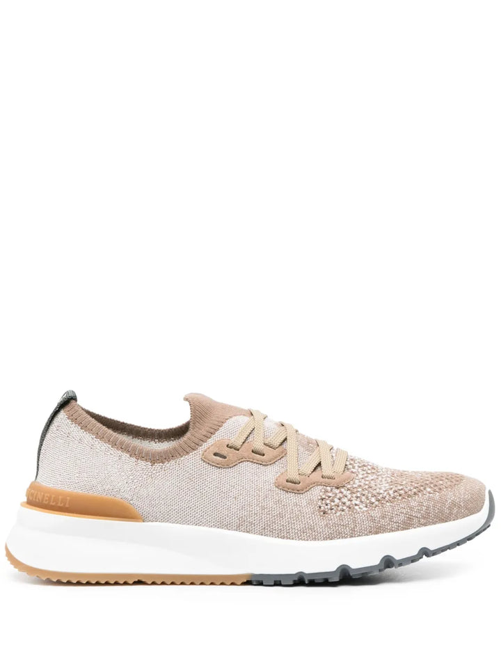 Brunello Cucinelli Mesh-Panel Lace-Up Sneakers