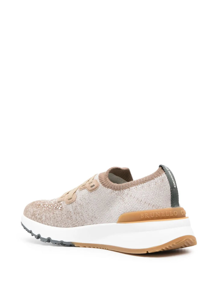 Brunello Cucinelli Mesh-Panel Lace-Up Sneakers