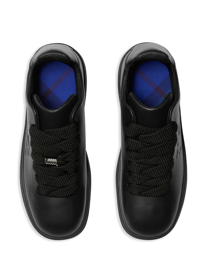 Burberry Box Logo-Embossed Leather Sneakers