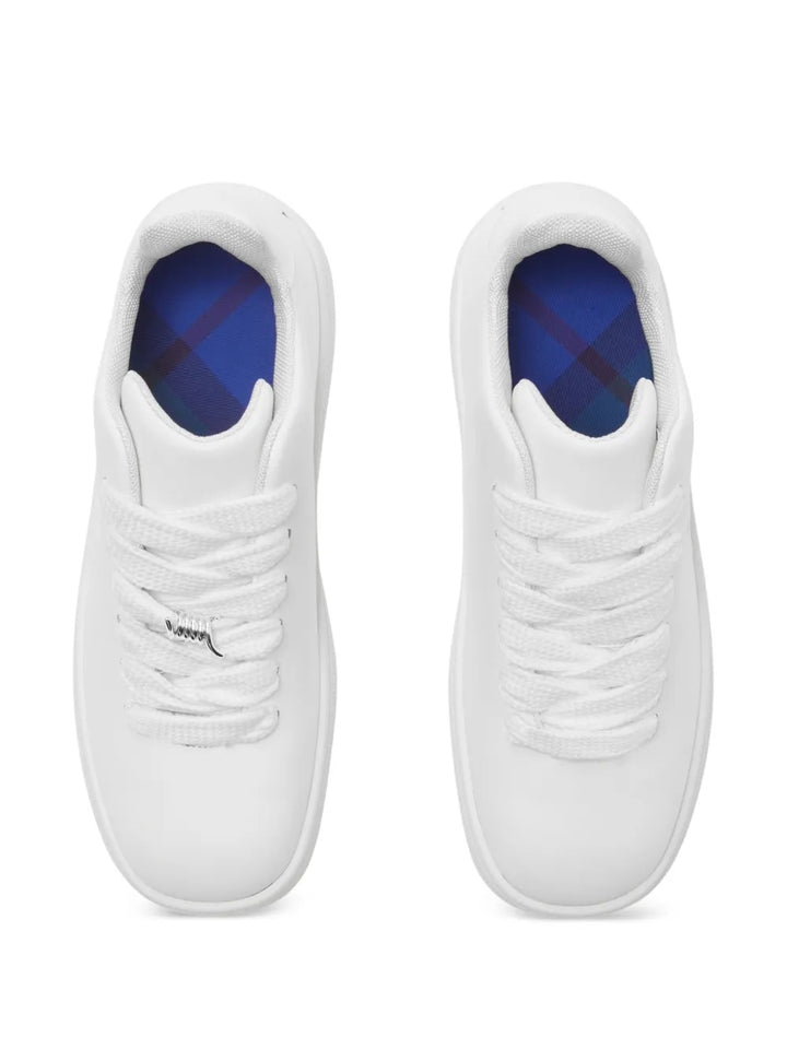 Burberry Box Logo-Debossed Leather Sneakers