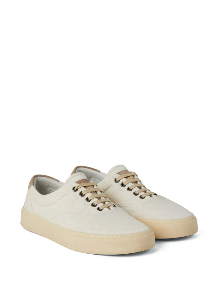 Brunello Cucinelli Branded Heel-Counter Cotton Sneakers