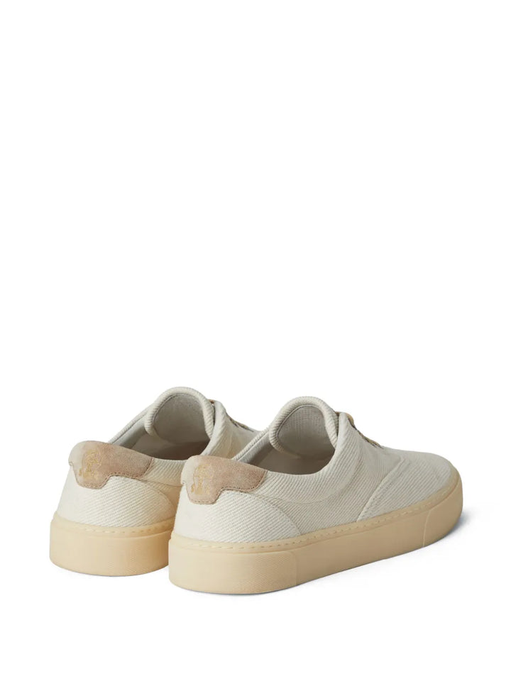 Brunello Cucinelli Branded Heel-Counter Cotton Sneakers