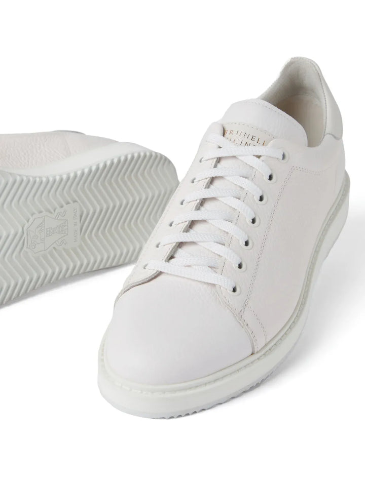 Brunello Cucinelli Logo-Print Leather Sneakers