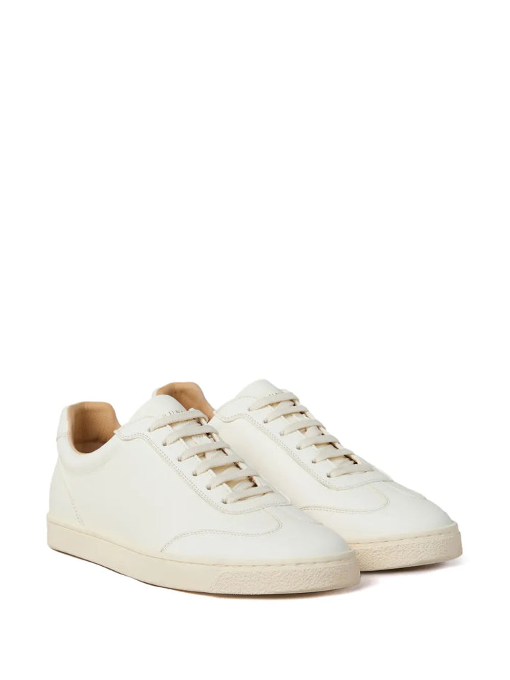 Brunello Cucinelli Logo-Print Leather Sneakers