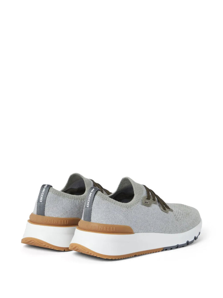 Brunello Cucinelli Logo-Print Cotton-Blend Sneakers