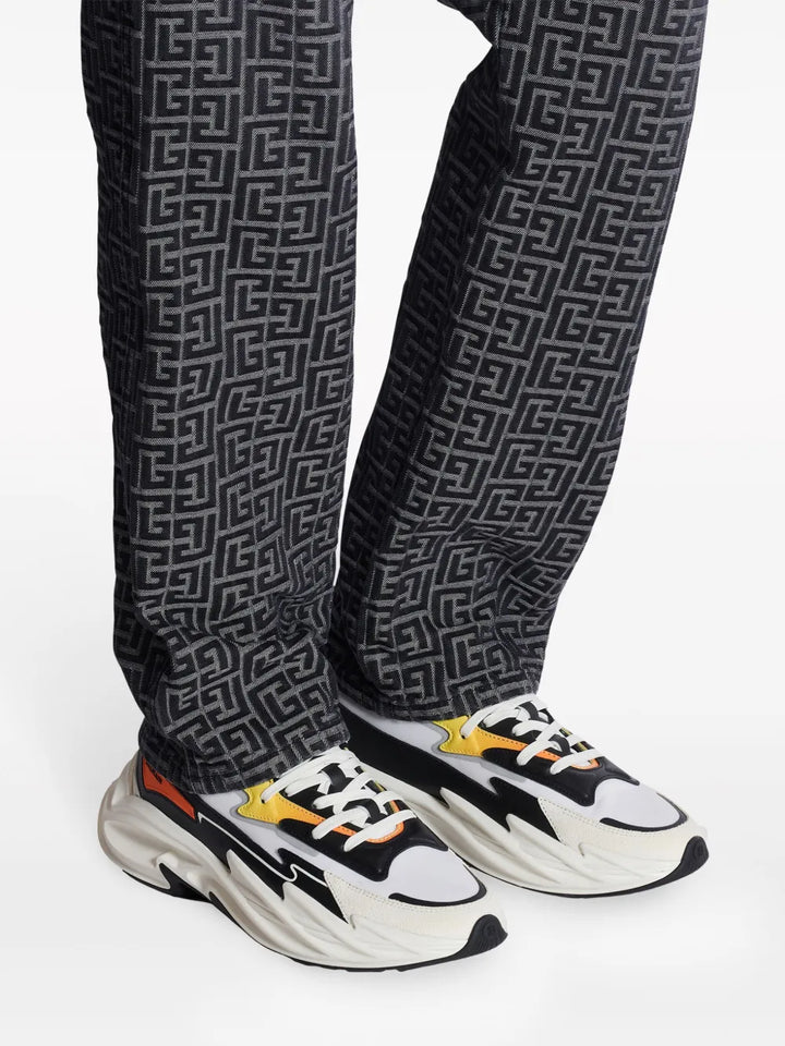 Balmain Run-Row Embossed-Logo Trainers