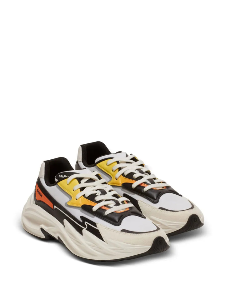 Balmain Run-Row Embossed-Logo Trainers