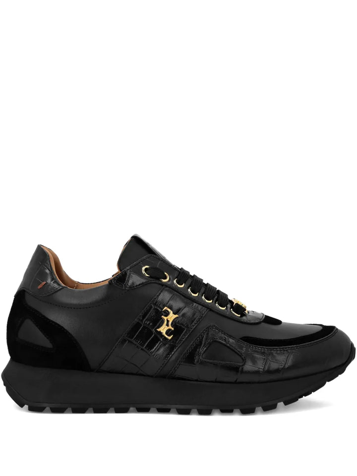Billionaire Crocodile-Embossed Leather Sneakers