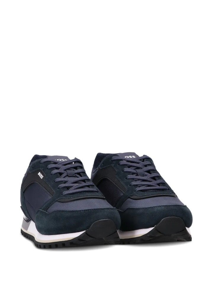 Boss Suede-Trimmed Mesh Sneakers