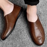 New peas shoes men's Korean leather shoes men's lazy pedal