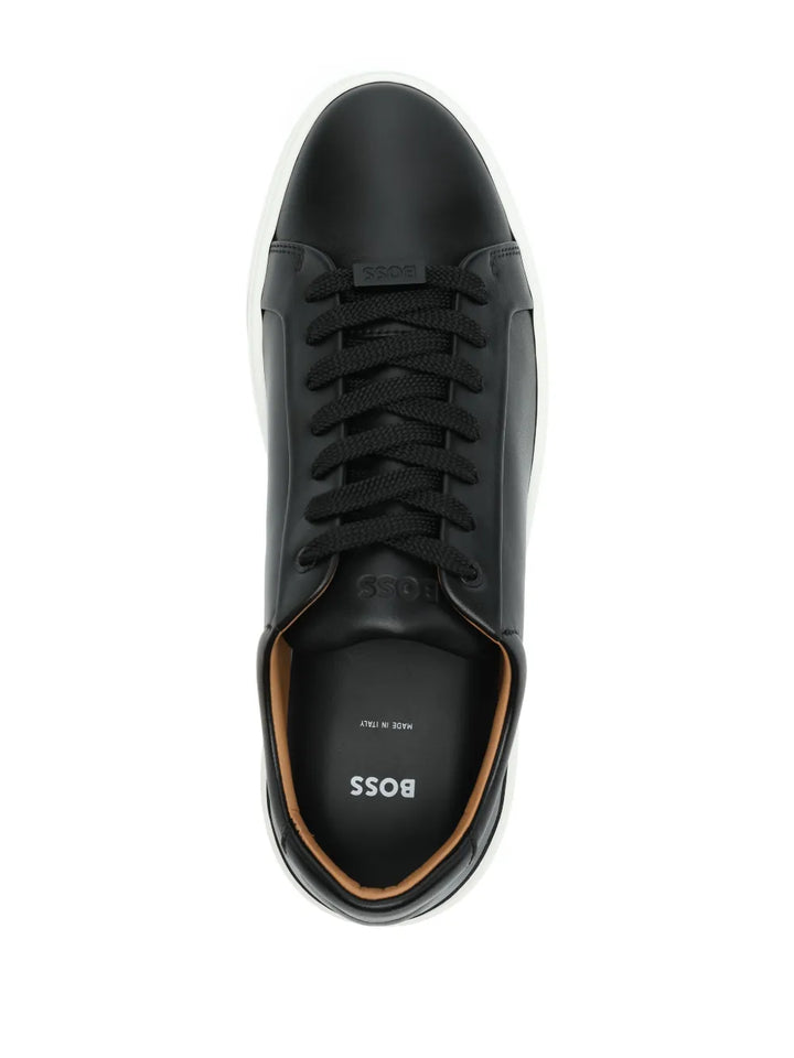 Boss Logo-Plaque Leather Sneakers