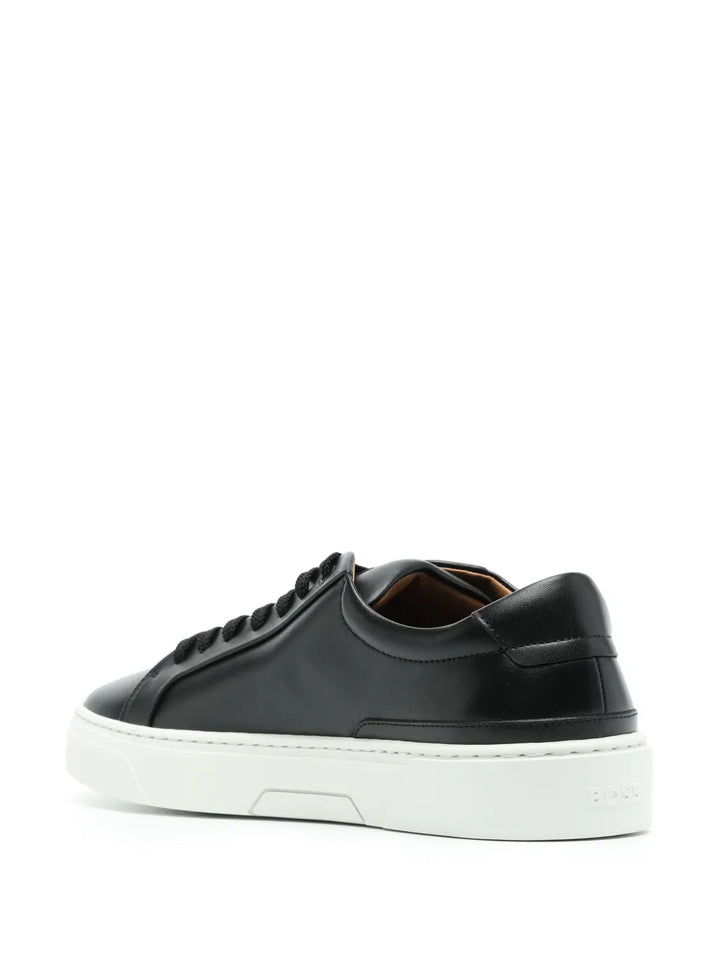 Boss Logo-Plaque Leather Sneakers