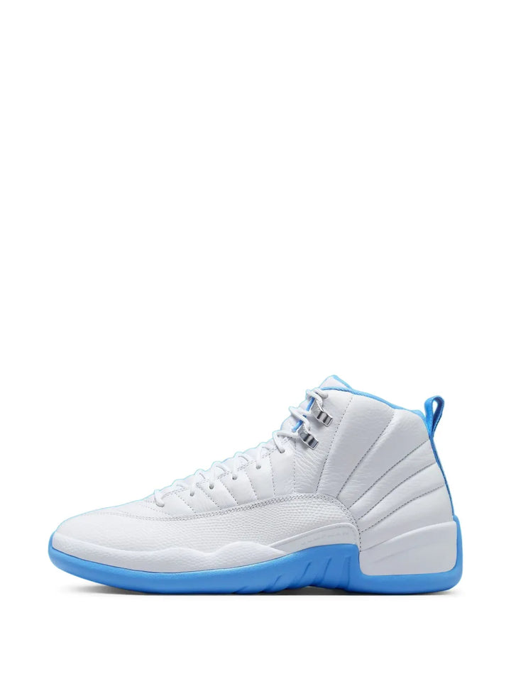 Air Jordan 12 Melo - White/University Blue/Metallic Silver Sneakers