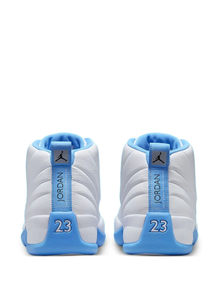 Air Jordan 12 Melo - White/University Blue/Metallic Silver Sneakers