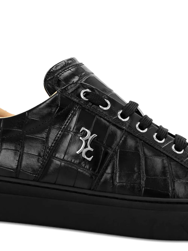 Billionaire Crocodile-Effect Leather Sneakers