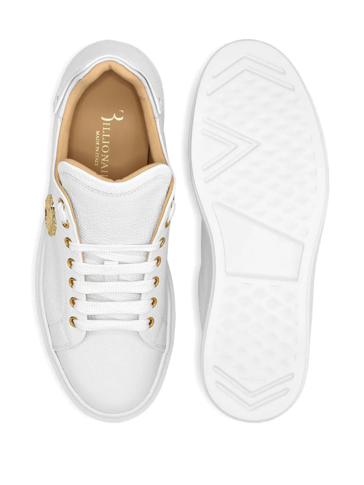 Billionaire Embossed-Logo Leather Sneakers