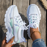 Flyknit Mesh Shoes Women's Breathable Lace-up Sneakers Walking Running Casual Shoes