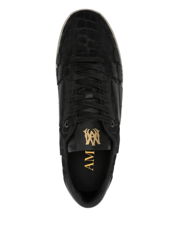 Amiri Crocodile-Embossed Leather Sneakers