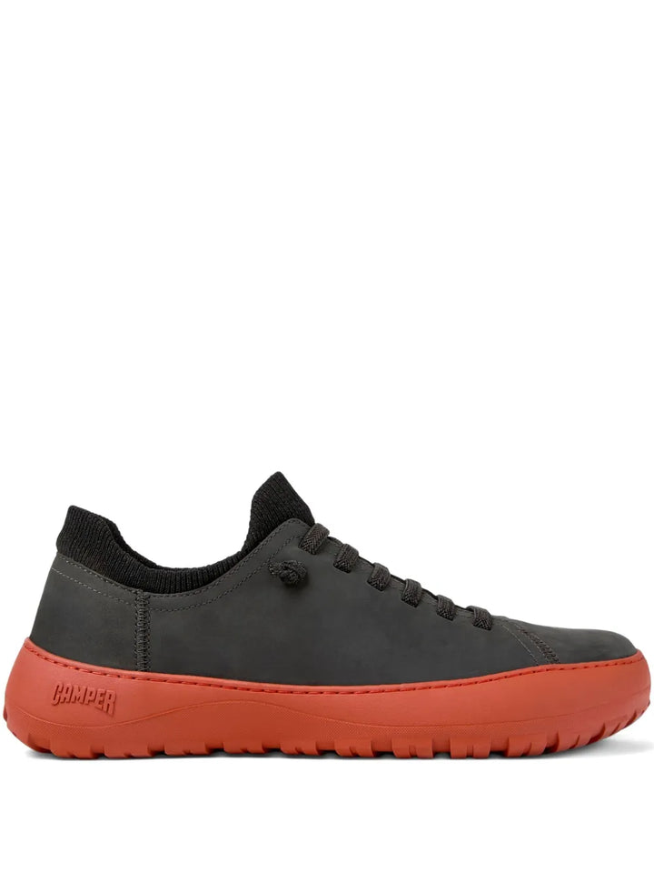 Camper Peu Cami Nubuck Leather Knit-Panel Sneakers