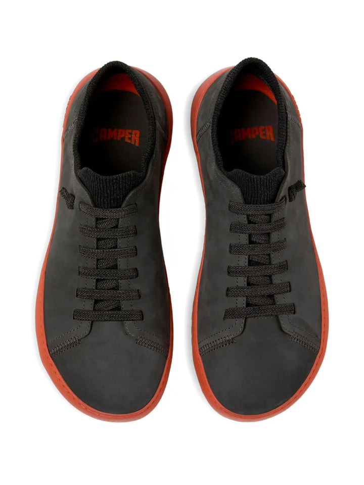 Camper Peu Cami Nubuck Leather Knit-Panel Sneakers