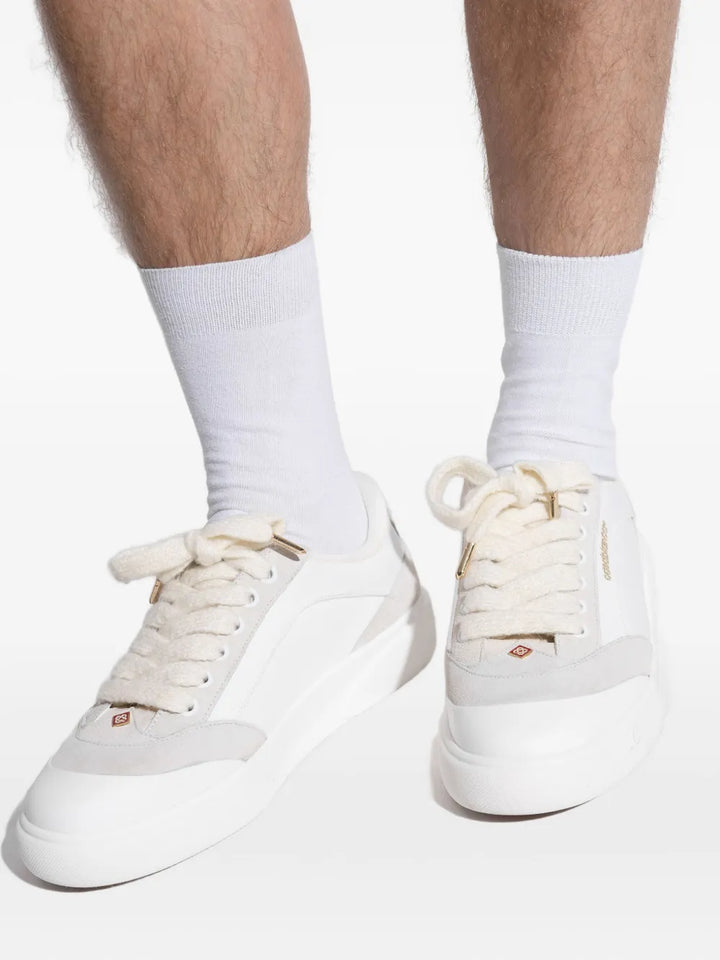 Casablanca Suede-Panel Leather Low-Top Sneakers