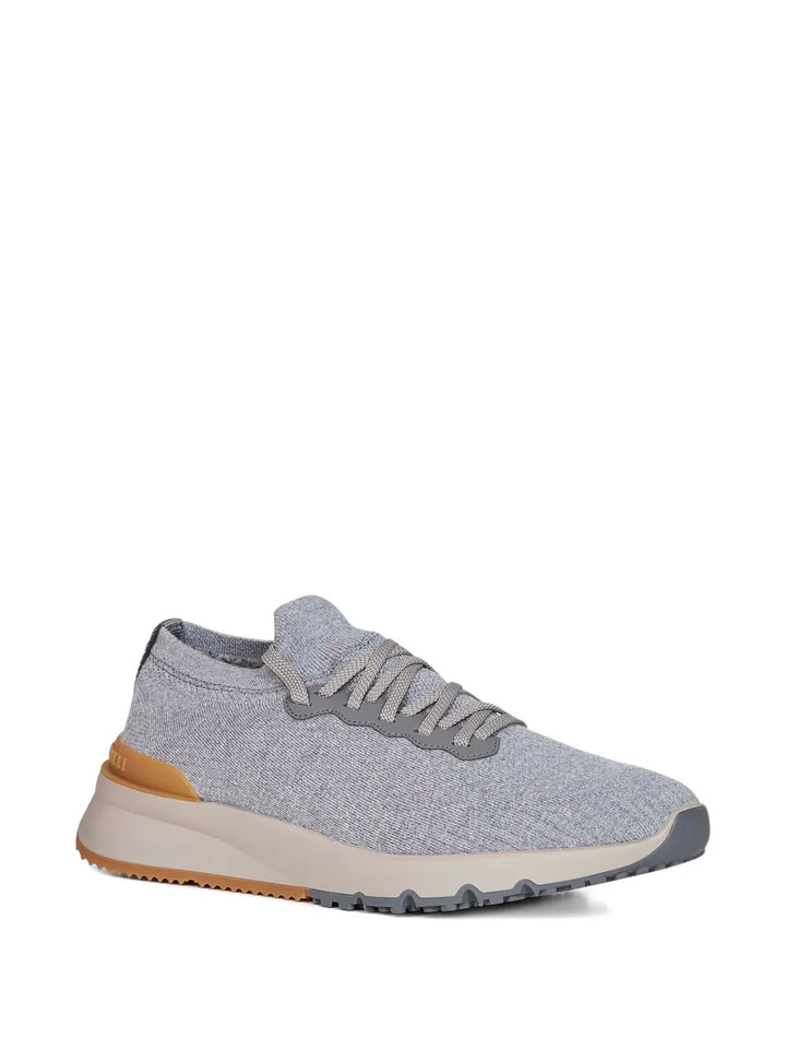 Brunello Cucinelli Jacquard Wool Knit Sneakers