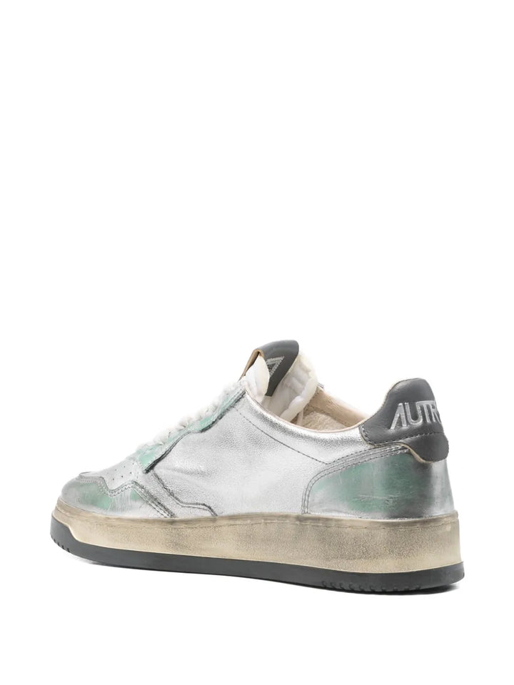 Autry Sper Vintage Metallic Leather Sneakers