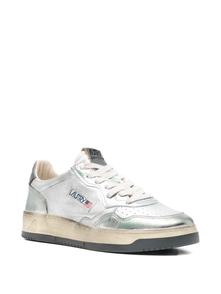Autry Sper Vintage Metallic Leather Sneakers