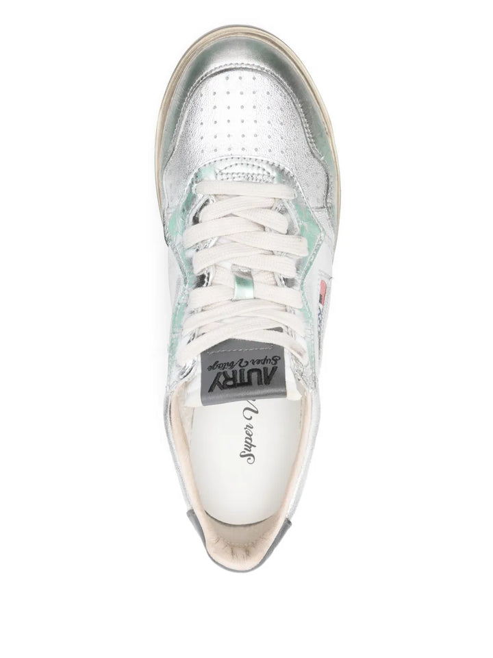 Autry Sper Vintage Metallic Leather Sneakers