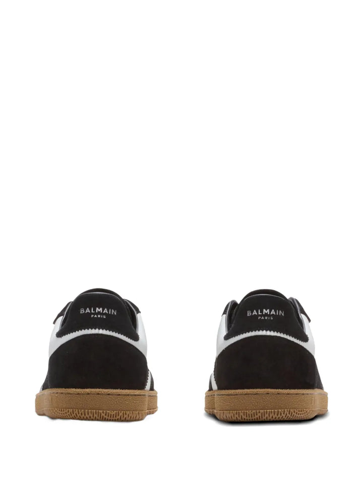 Balmain Swan Suede-Leather Logo Sneakers