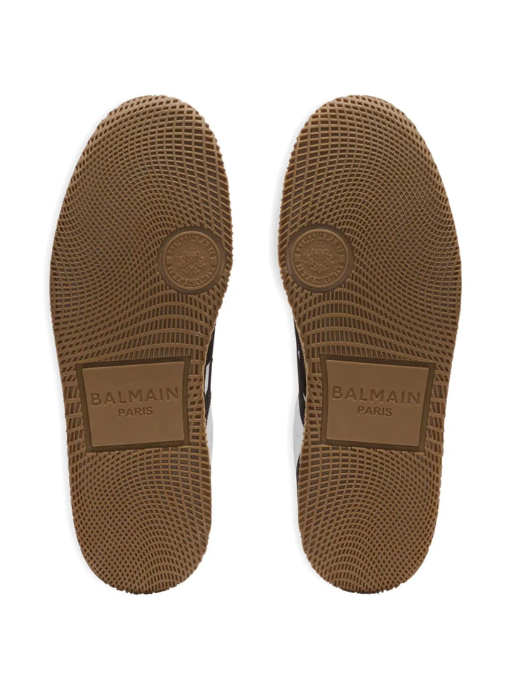 Balmain Swan Suede-Leather Logo Sneakers