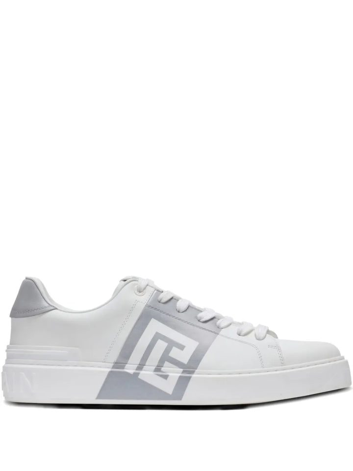 Balmain B-Court Logo-Detail Calfskin Sneakers