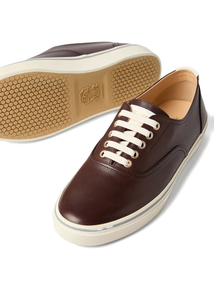 Brunello Cucinelli Leather Lace-Up Sneakers