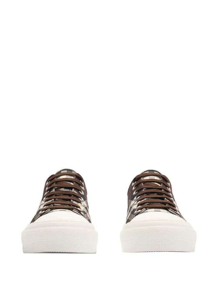 Burberry Check-Pattern Lace-Up Sneakers