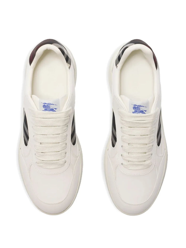 Burberry Terrace Check-Panel Leather Sneakers
