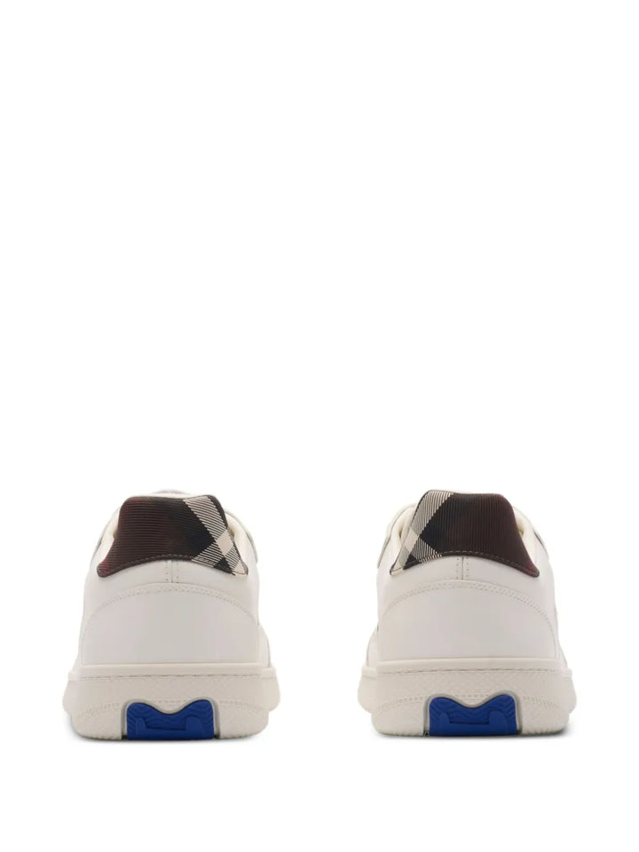 Burberry Terrace Check-Panel Leather Sneakers