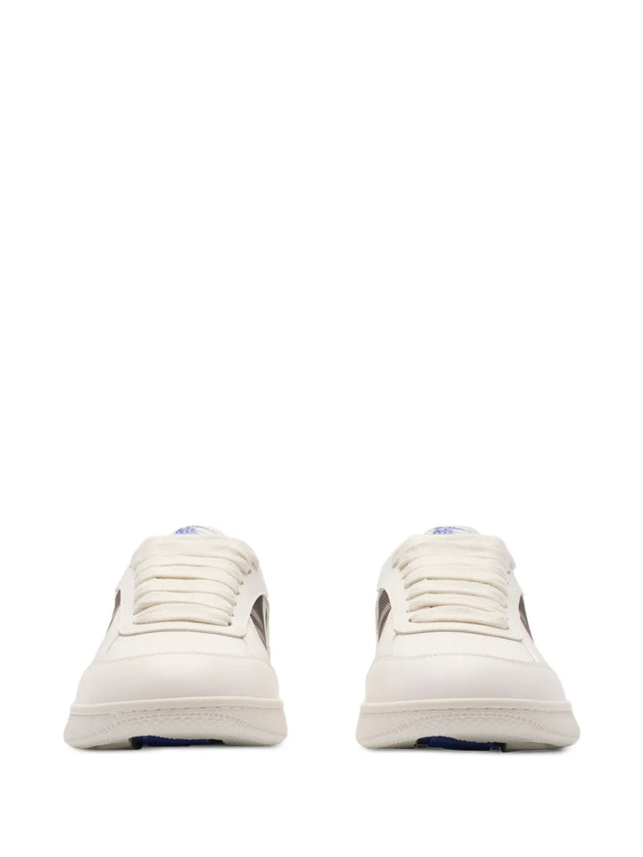Burberry Terrace Check-Panel Leather Sneakers