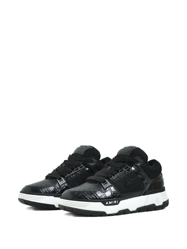 Amiri Crocodile-Effect Mesh Lace-Up Sneakers