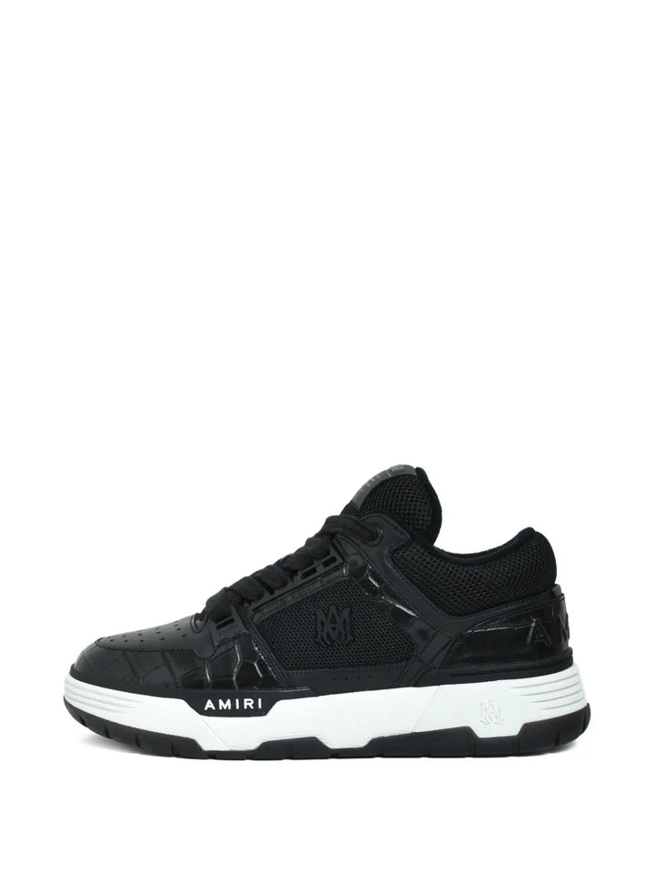 Amiri Crocodile-Effect Mesh Lace-Up Sneakers