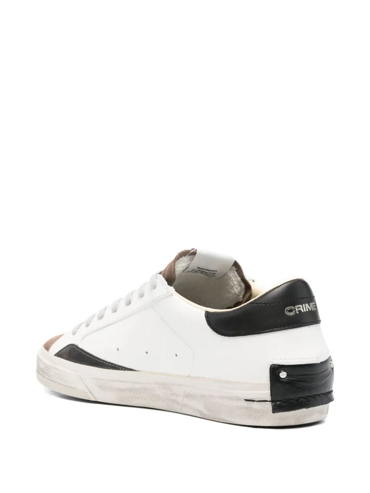 Crime London Distressed Downtown Leather-Suede Sneakers