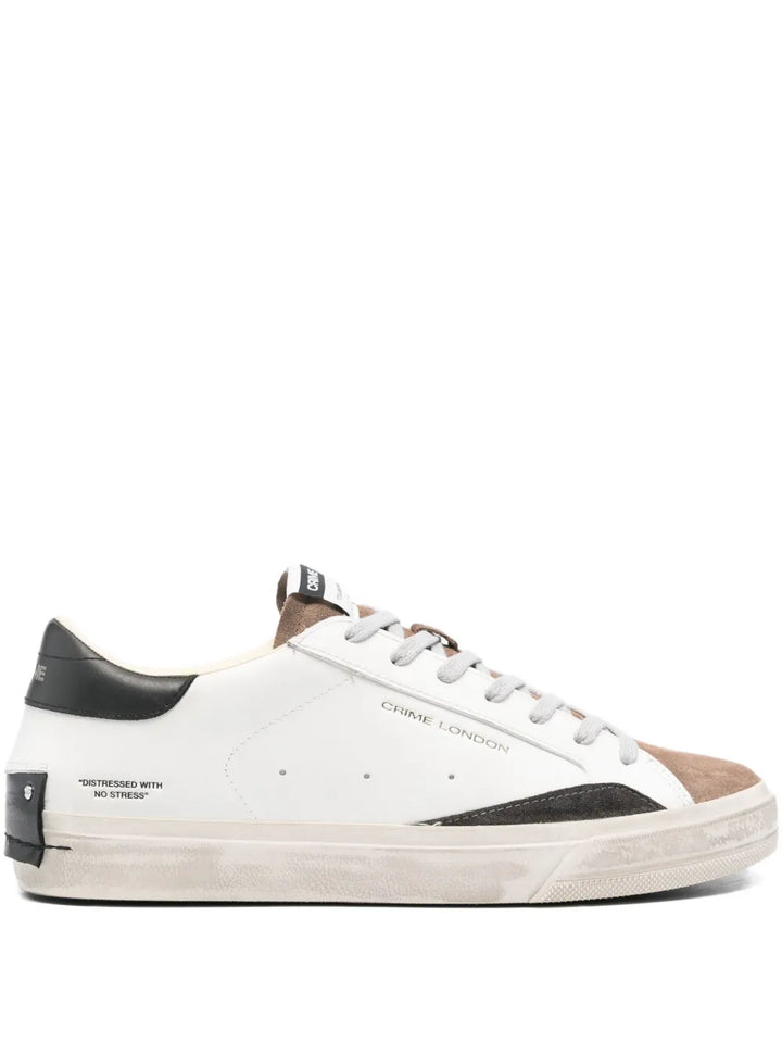 Crime London Distressed Downtown Leather-Suede Sneakers