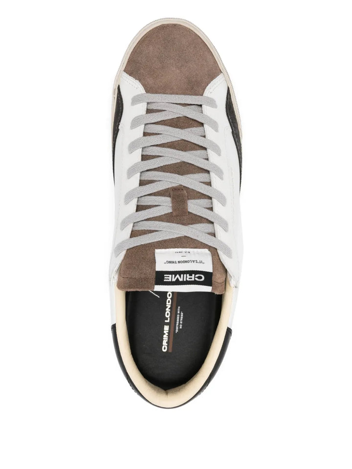Crime London Distressed Downtown Leather-Suede Sneakers
